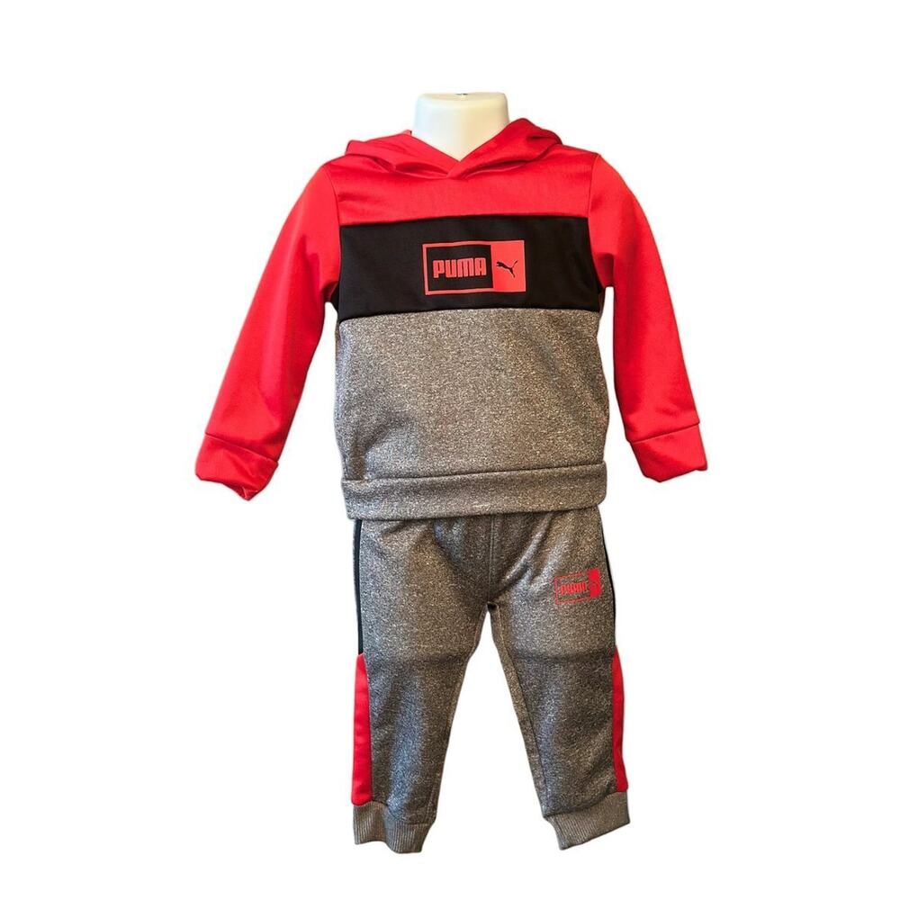 PUMA Red/Grey Sweatsuit, 18-Months (18 Months)